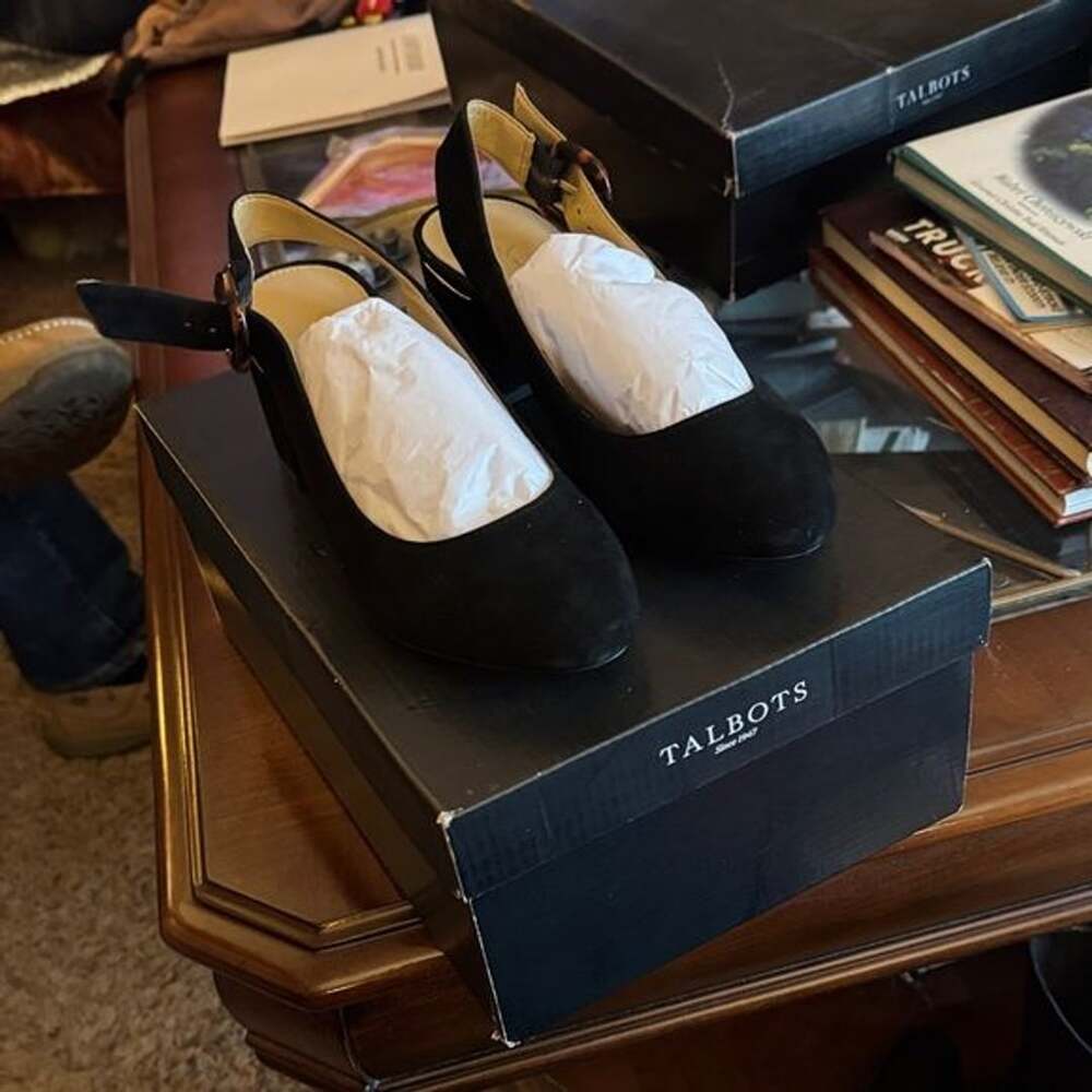 Talbots Black Slingback Heels